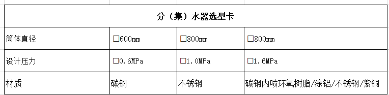 分（集）水器選型卡